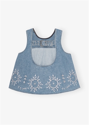 Broderie Anglaise denim top Light Blue Stone J1710 Ganni 
